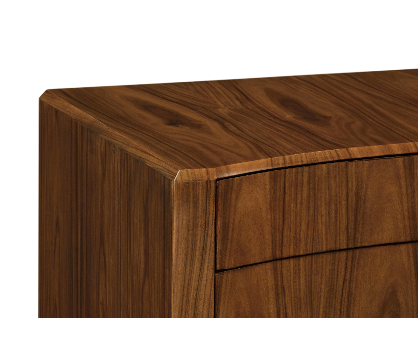 Art Deco curved chest of drawers with stainless steel handles (High lustre)