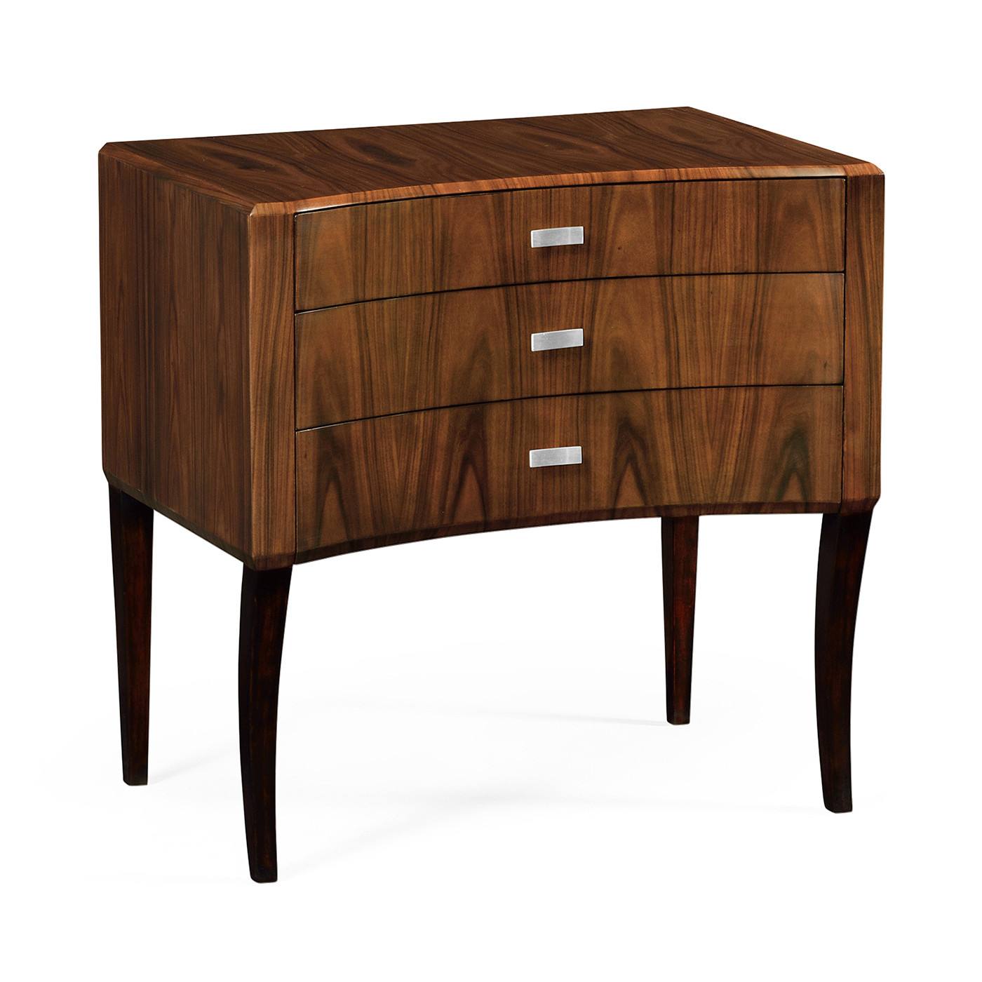 Art Deco curved chest of drawers with stainless steel handles (High lustre)