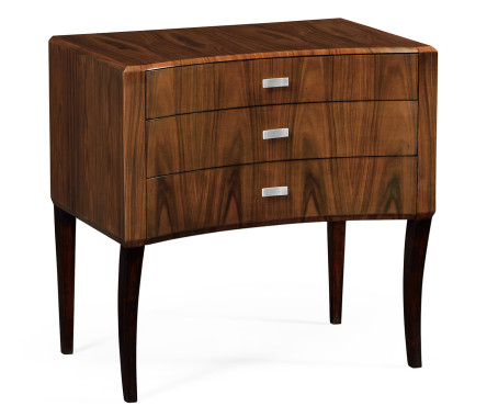 Art Deco curved chest of drawers with stainless steel handles (High lustre)