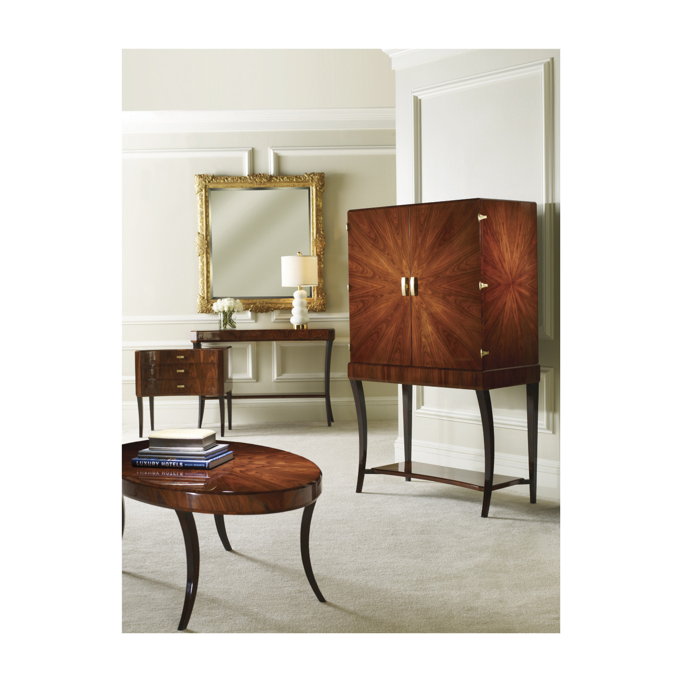 Art Deco Satin Curved Chest of Drawers