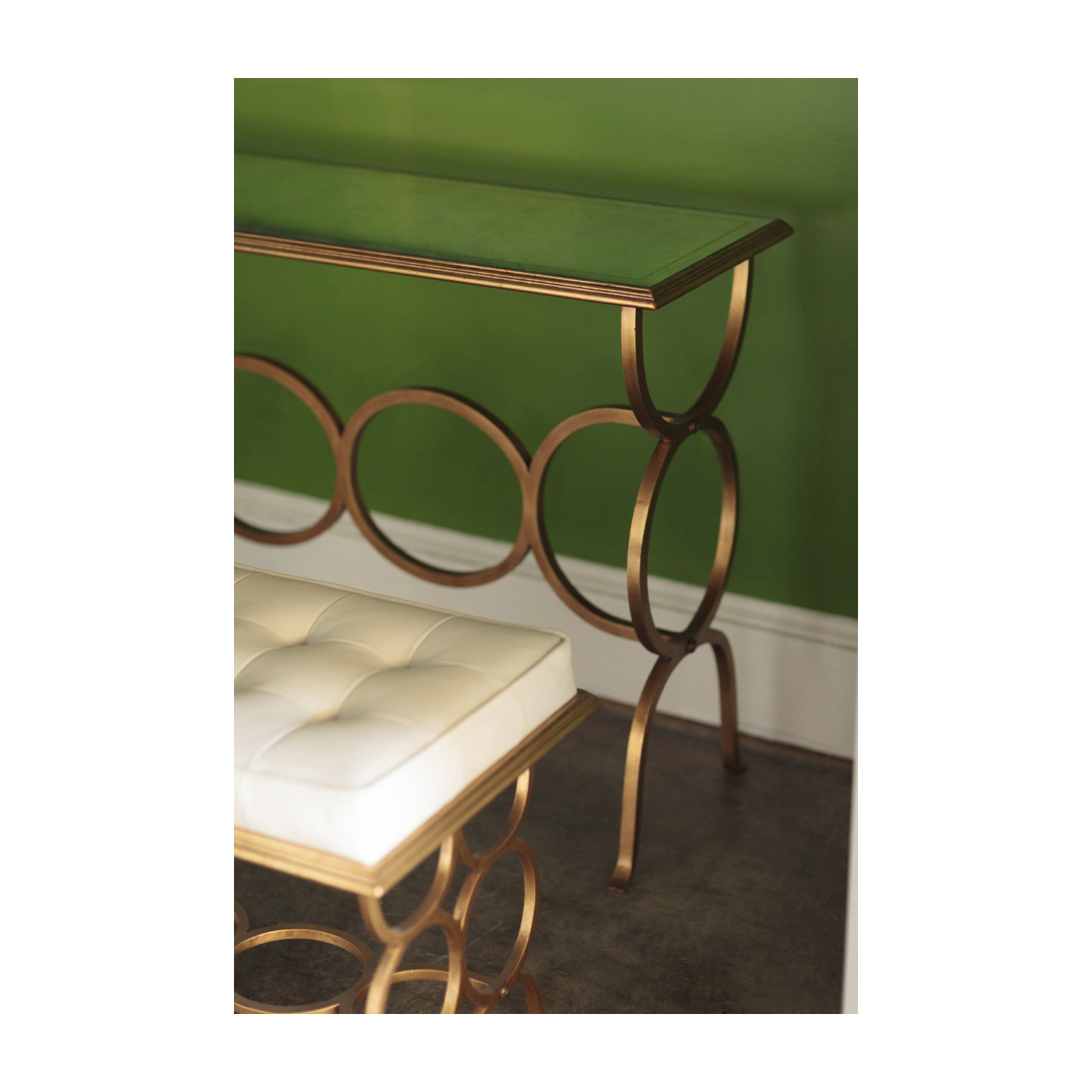 Églomisé & Gilded Iron Circles Console