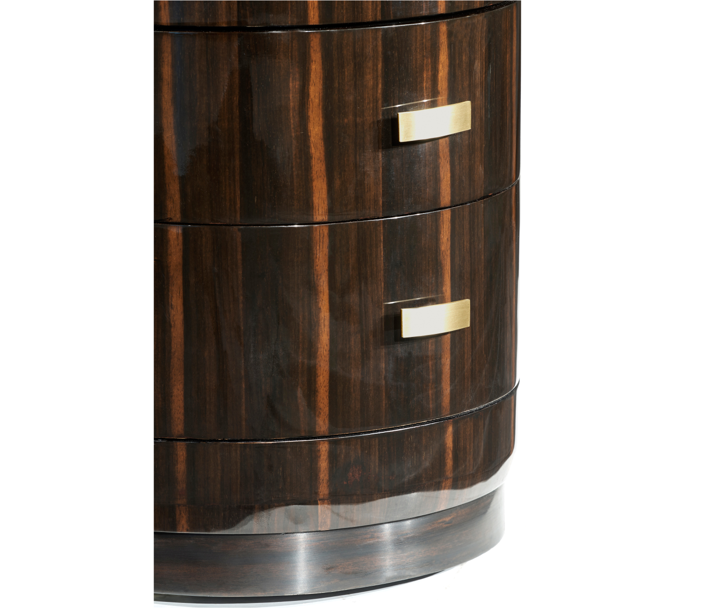 Oval Art Deco Macassar Ebony High Lustre Chest of Drawers