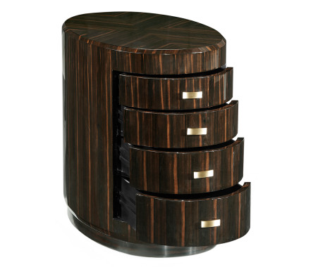 Oval Art Deco Macassar Ebony High Lustre Chest of Drawers