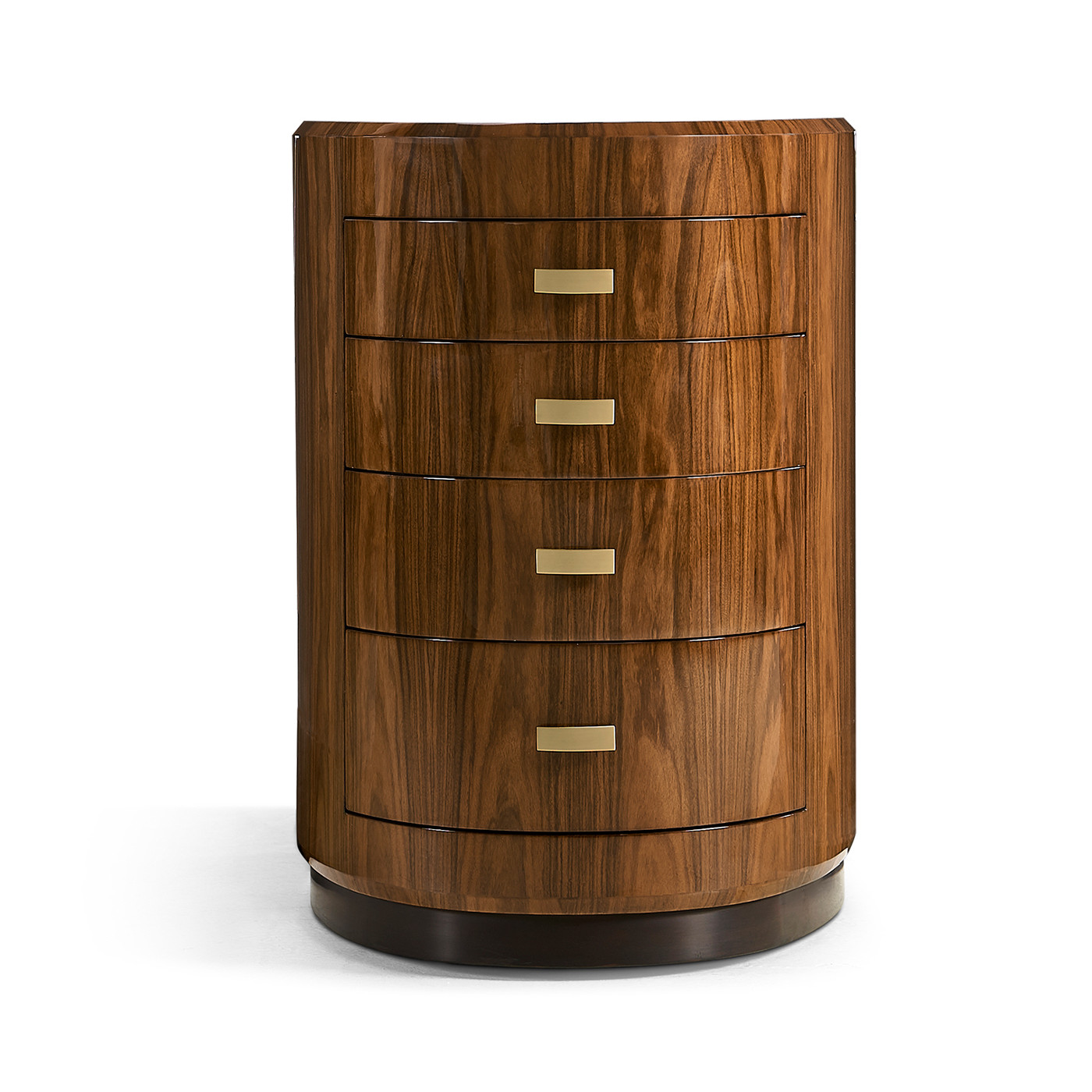 Art Deco Oval Chest of Drawers with Brass Handles (High Lustre)