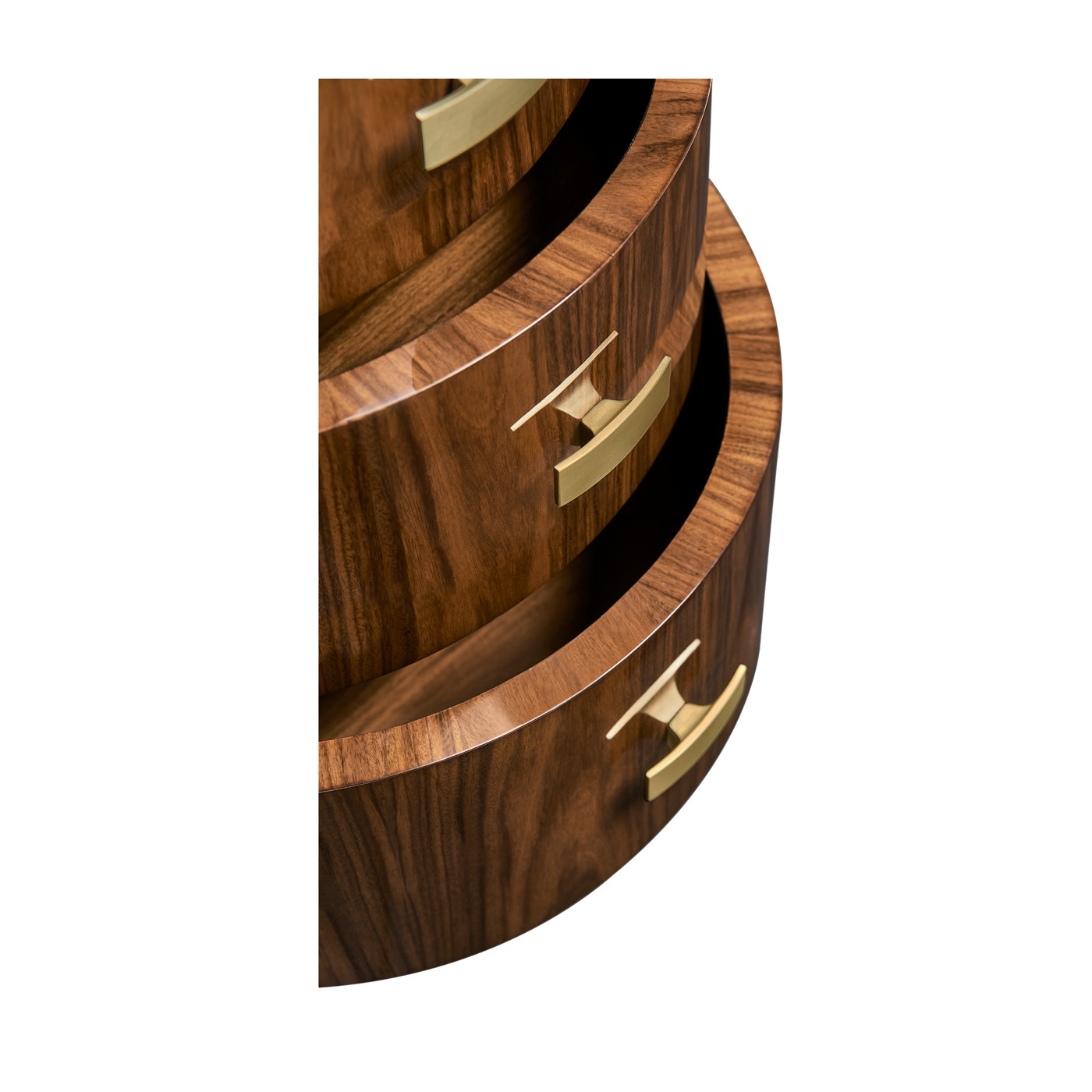 Art Deco Oval Chest of Drawers with Brass Handles (High Lustre)