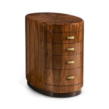 Art Deco Oval Chest of Drawers with Brass Handles (High Lustre)