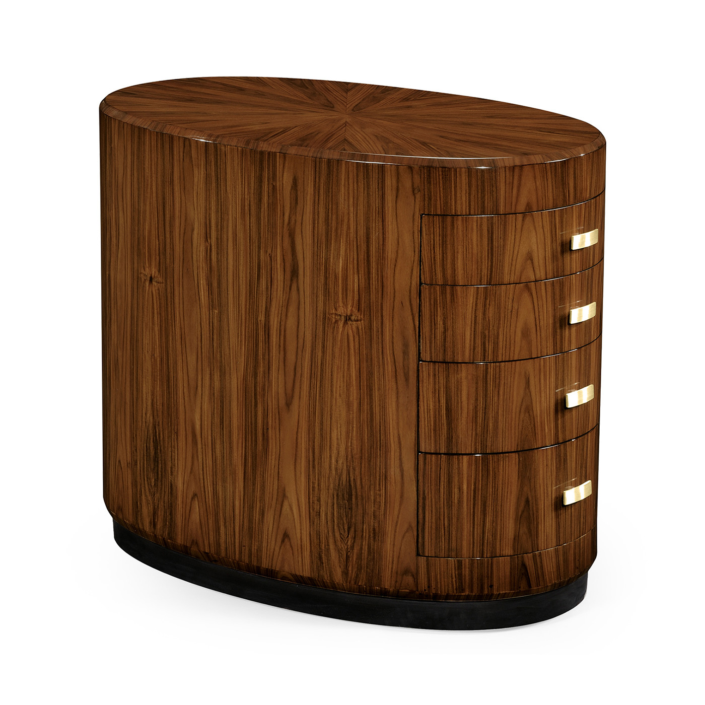 Art Deco Oval Chest of Drawers with Brass (Satin)