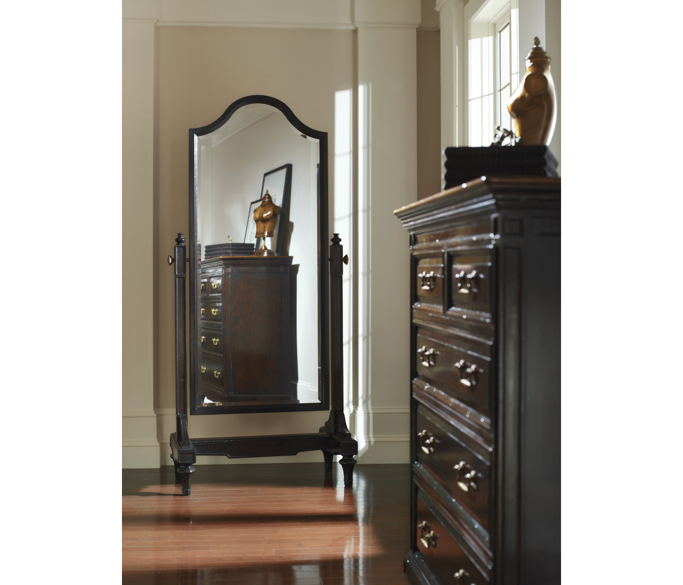 Ebonised cheval mirror (Full length)