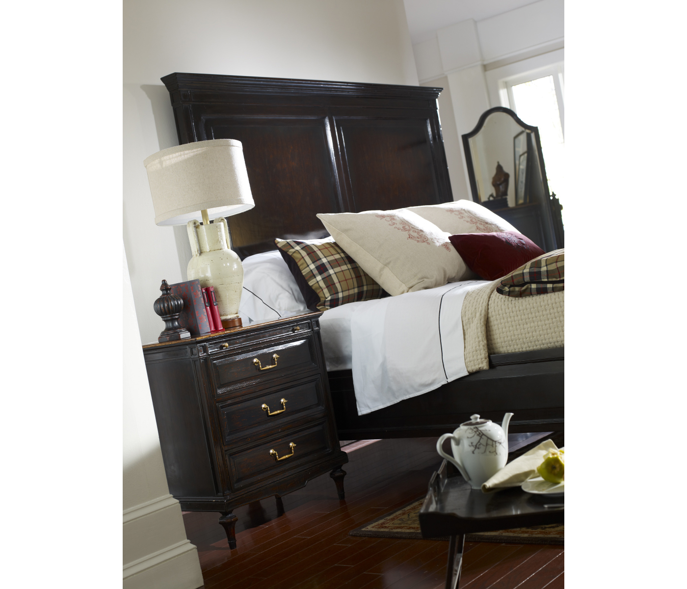 Ebonised cheval mirror (Full length)