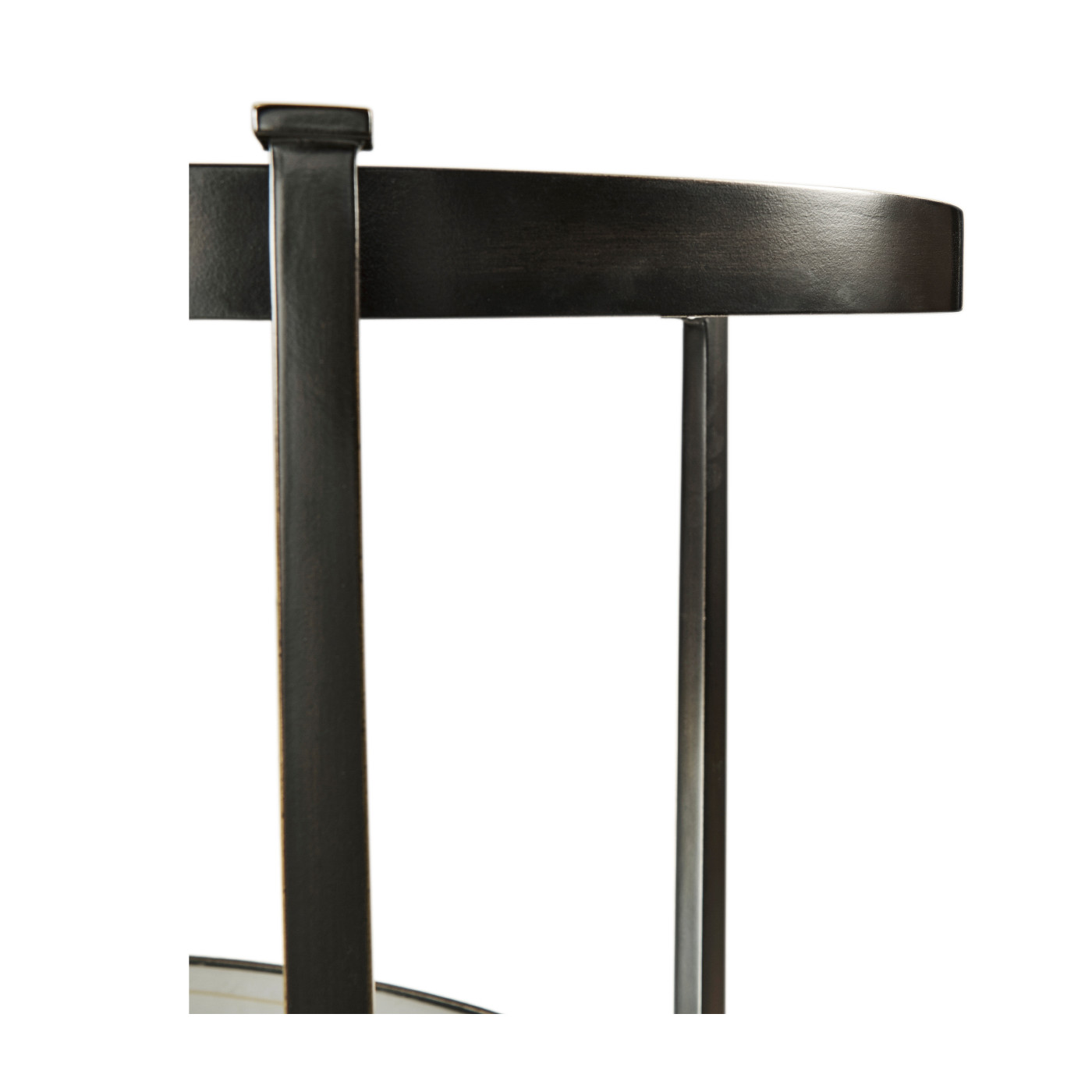 Large Églomisé & Bronze Iron Three-Tier Table