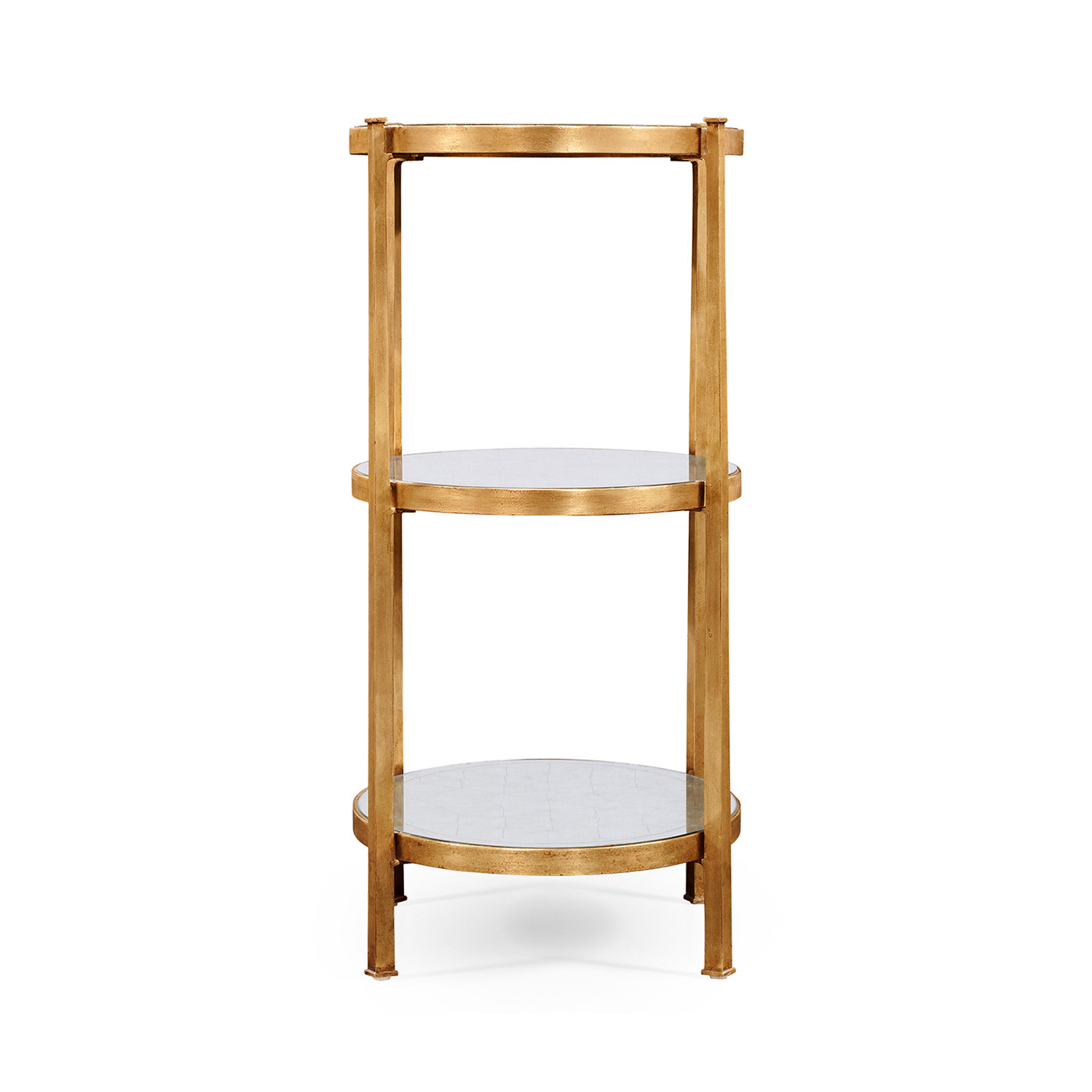 Large Églomisé & Gilded Iron Three-Tier Table