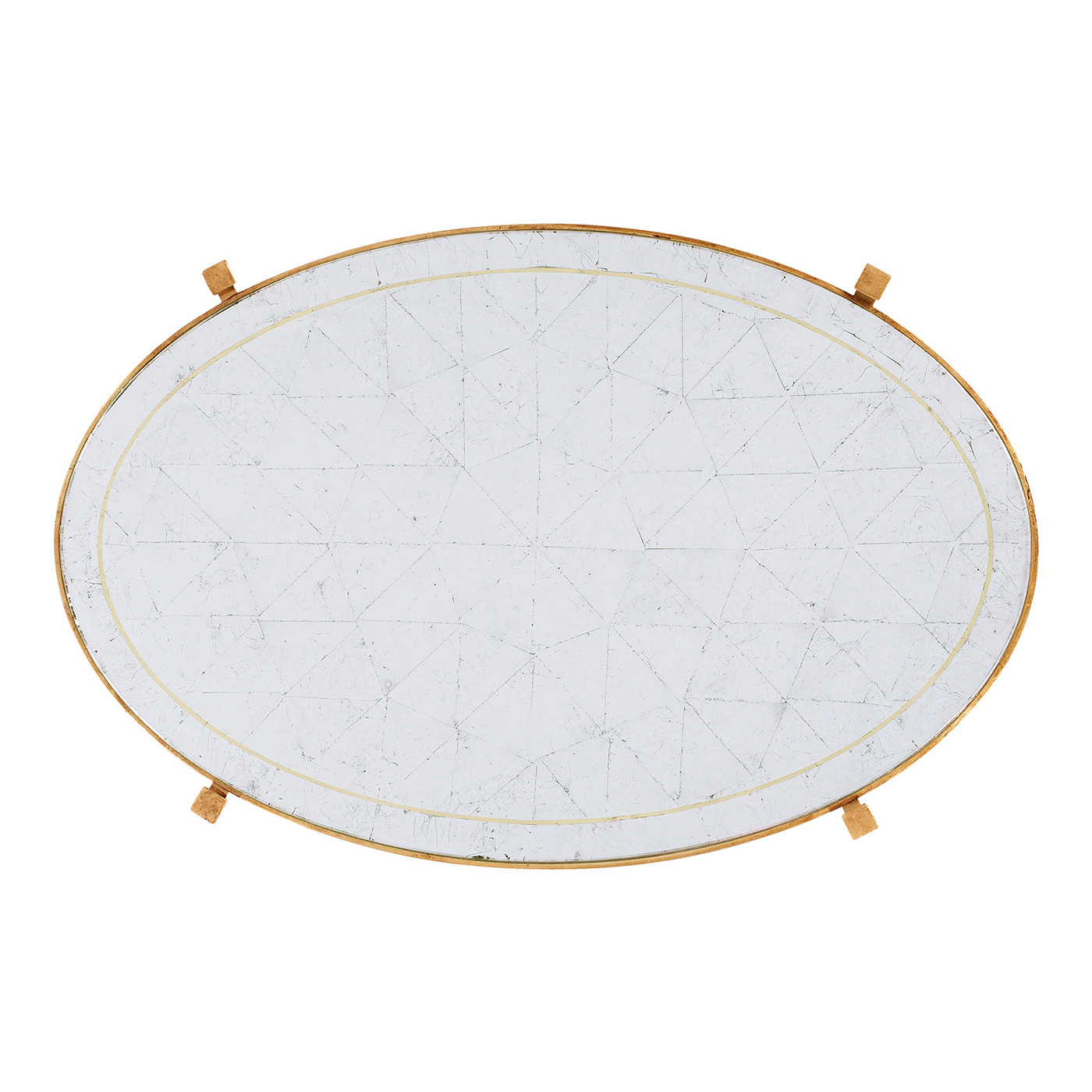 Large Églomisé & Gilded Iron Three-Tier Table