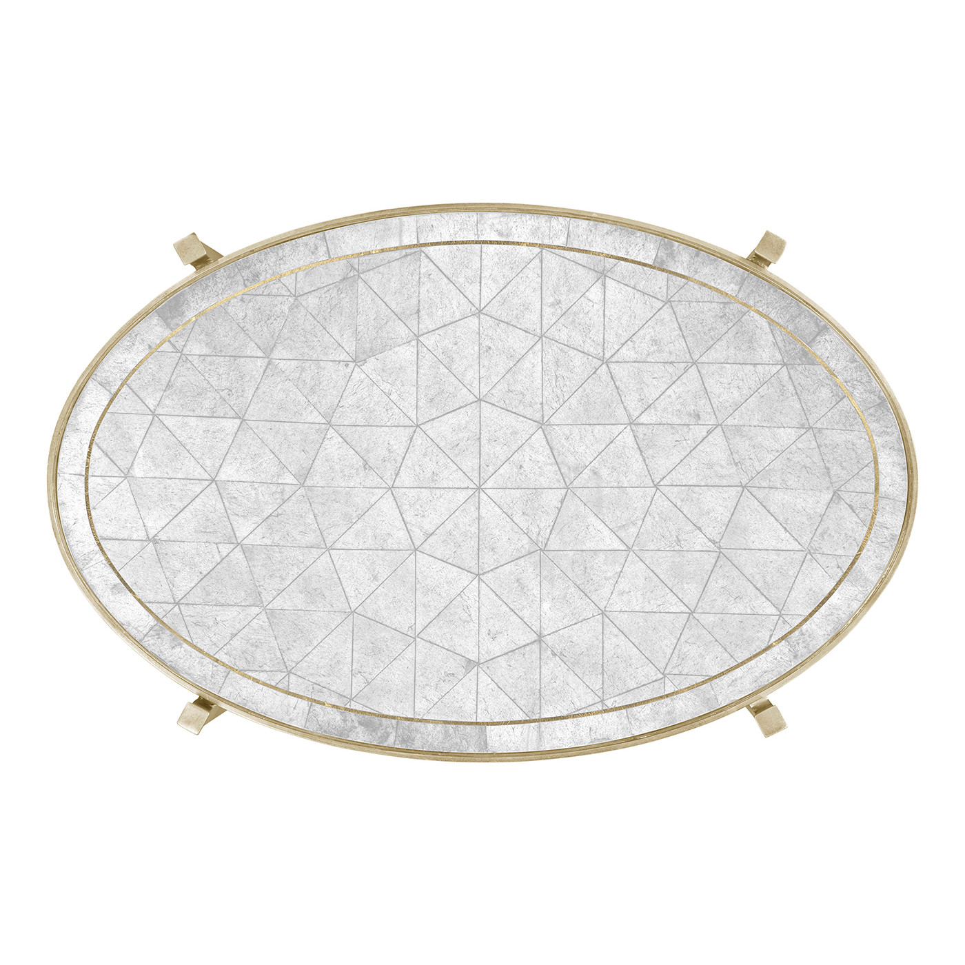 Large Églomisé & Silver Iron Three-Tier Table