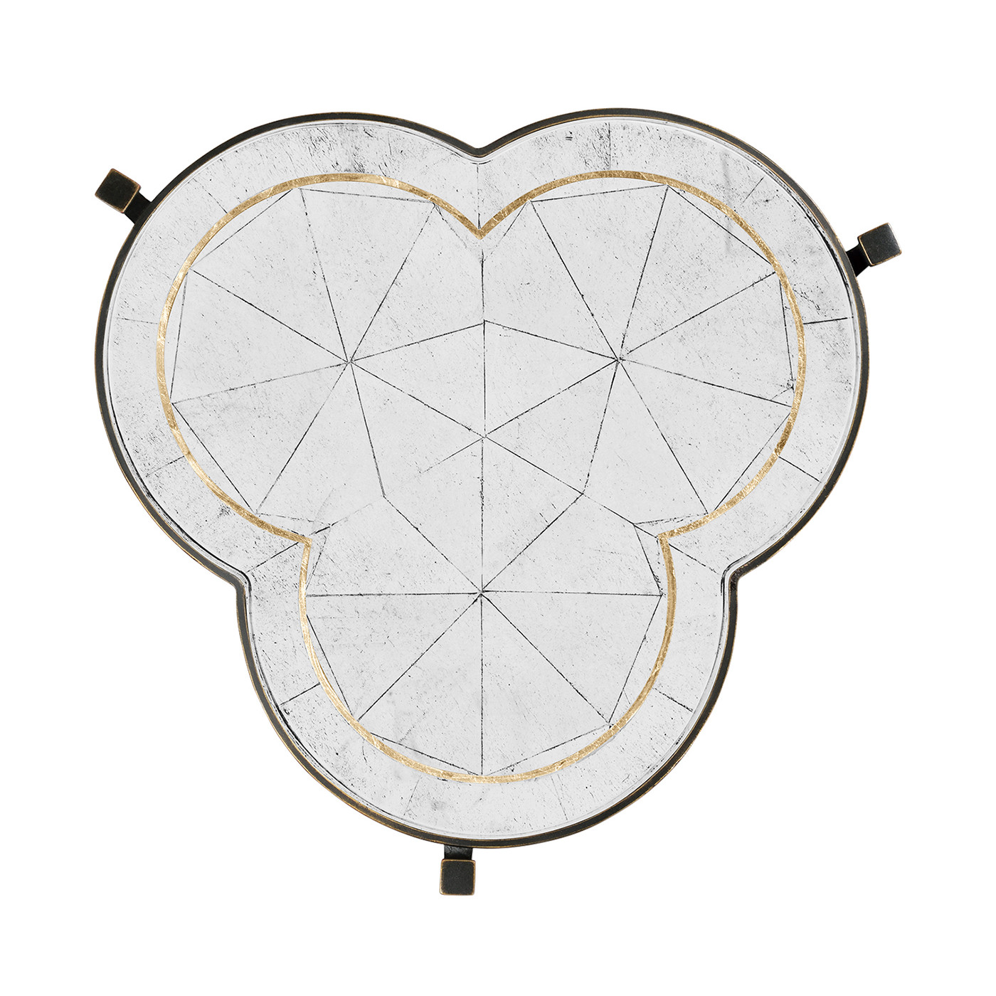 Églomisé & Bronze Iron Trefoil Lamp Table