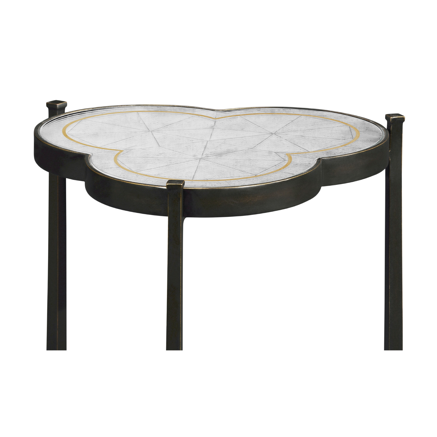 Églomisé & Bronze Iron Trefoil Lamp Table