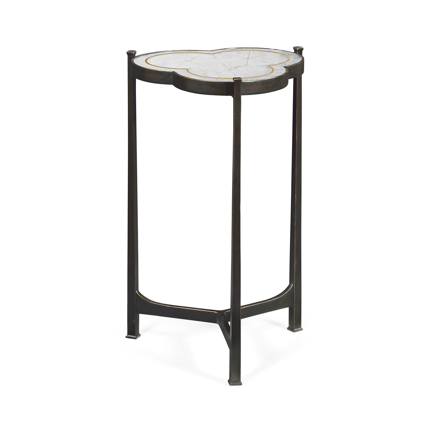Églomisé & Bronze Iron Trefoil Lamp Table