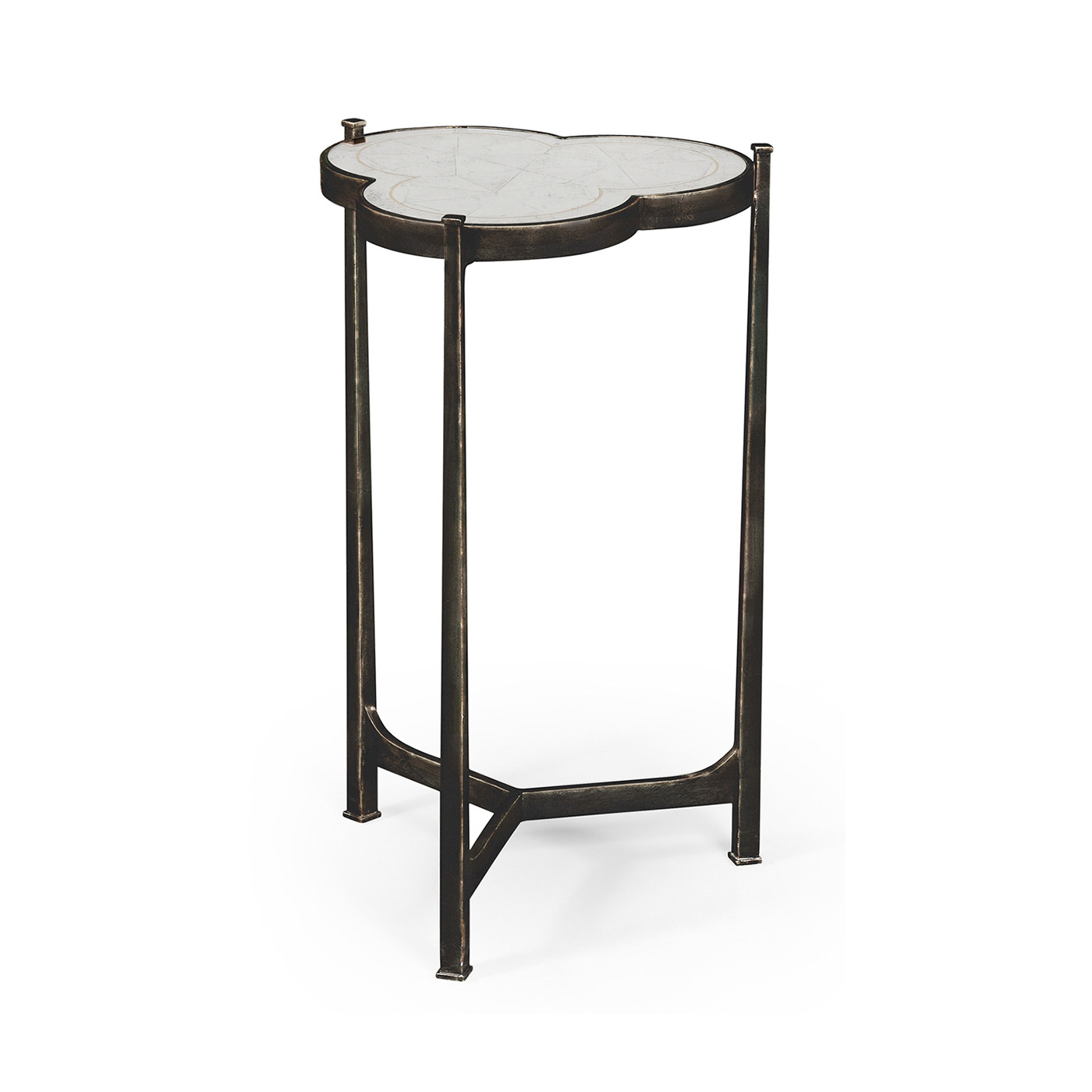 Églomisé & Bronze Iron Trefoil Lamp Table