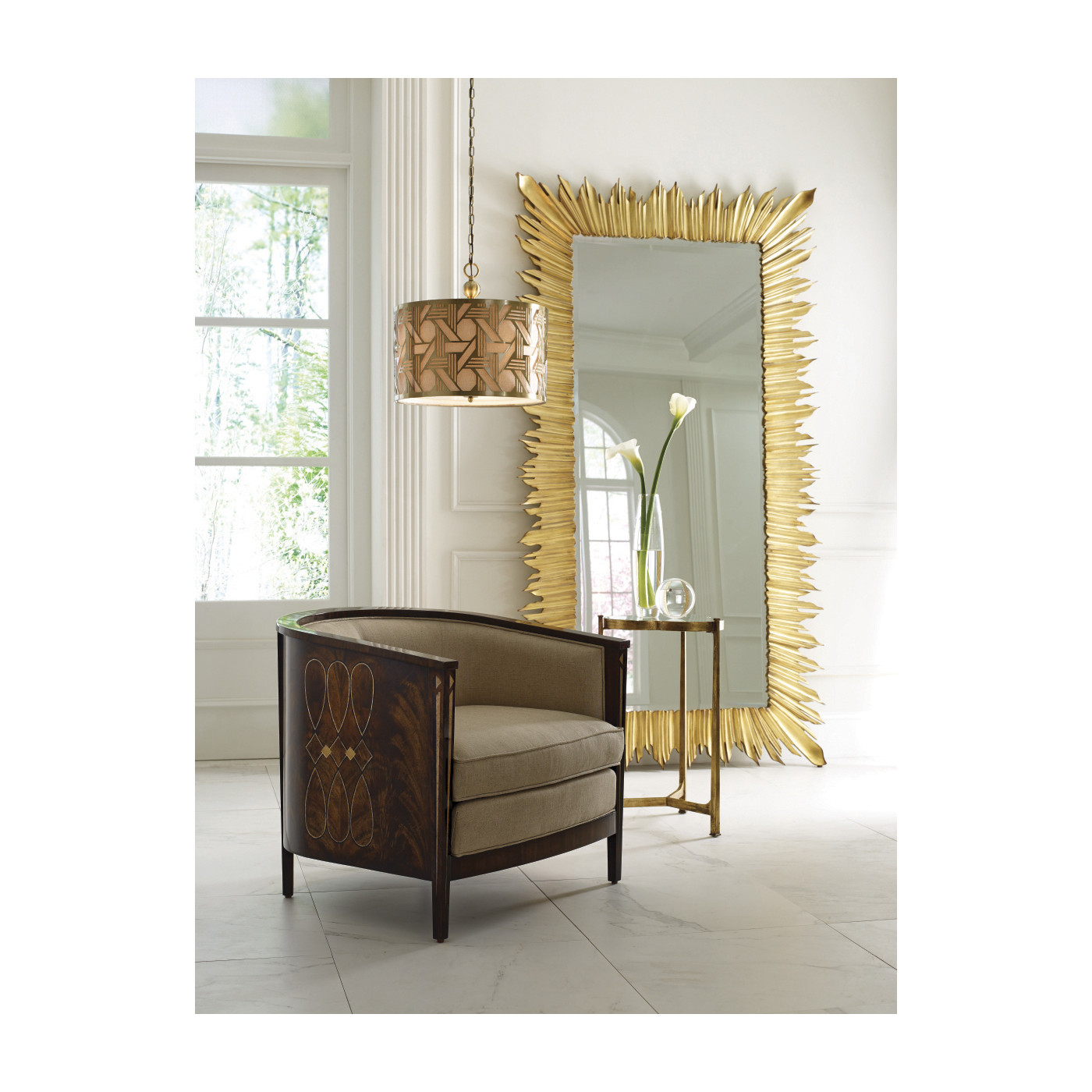 Églomisé & Bronze Iron Trefoil Lamp Table