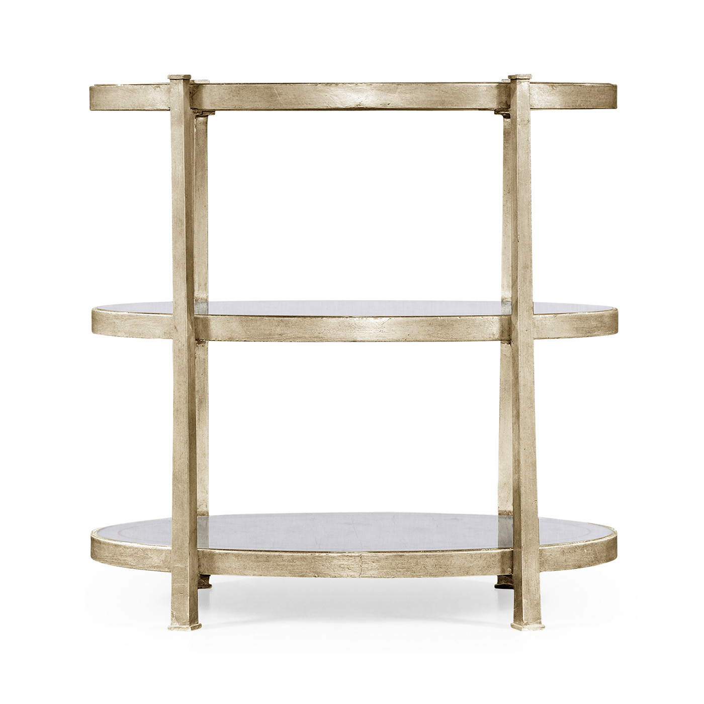 Small Églomisé & Silver Iron Three-Tier Table