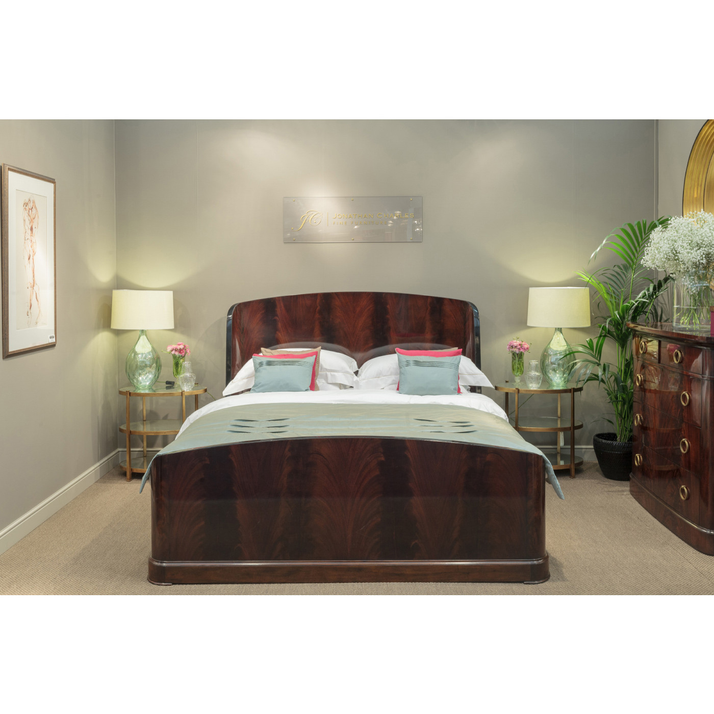 Small Églomisé & Silver Iron Three-Tier Table