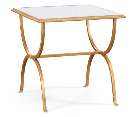 Églomisé & Gilded Iron Square Side Table