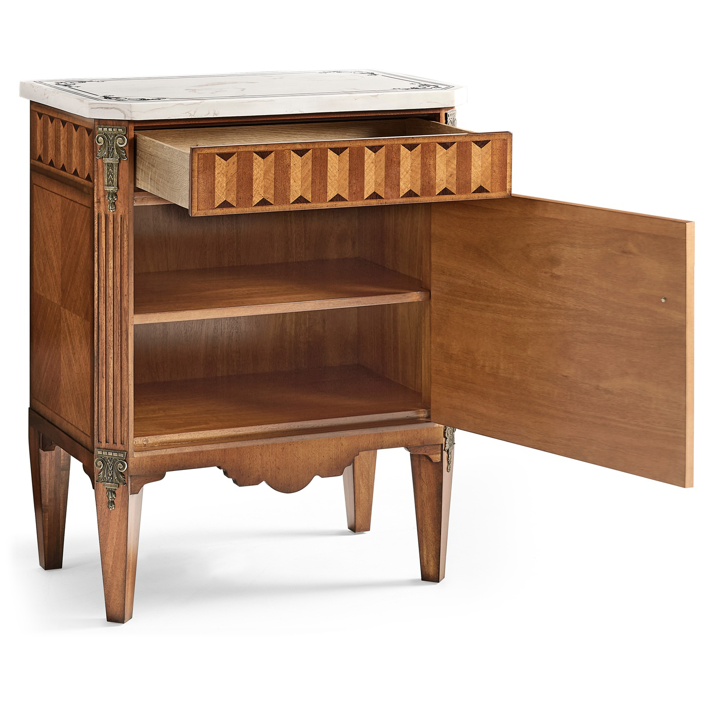 Small Satinwood & Cream Scagliola Italian Commode
