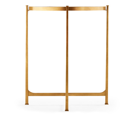 Small Églomisé & Gilded Iron Demilune Console