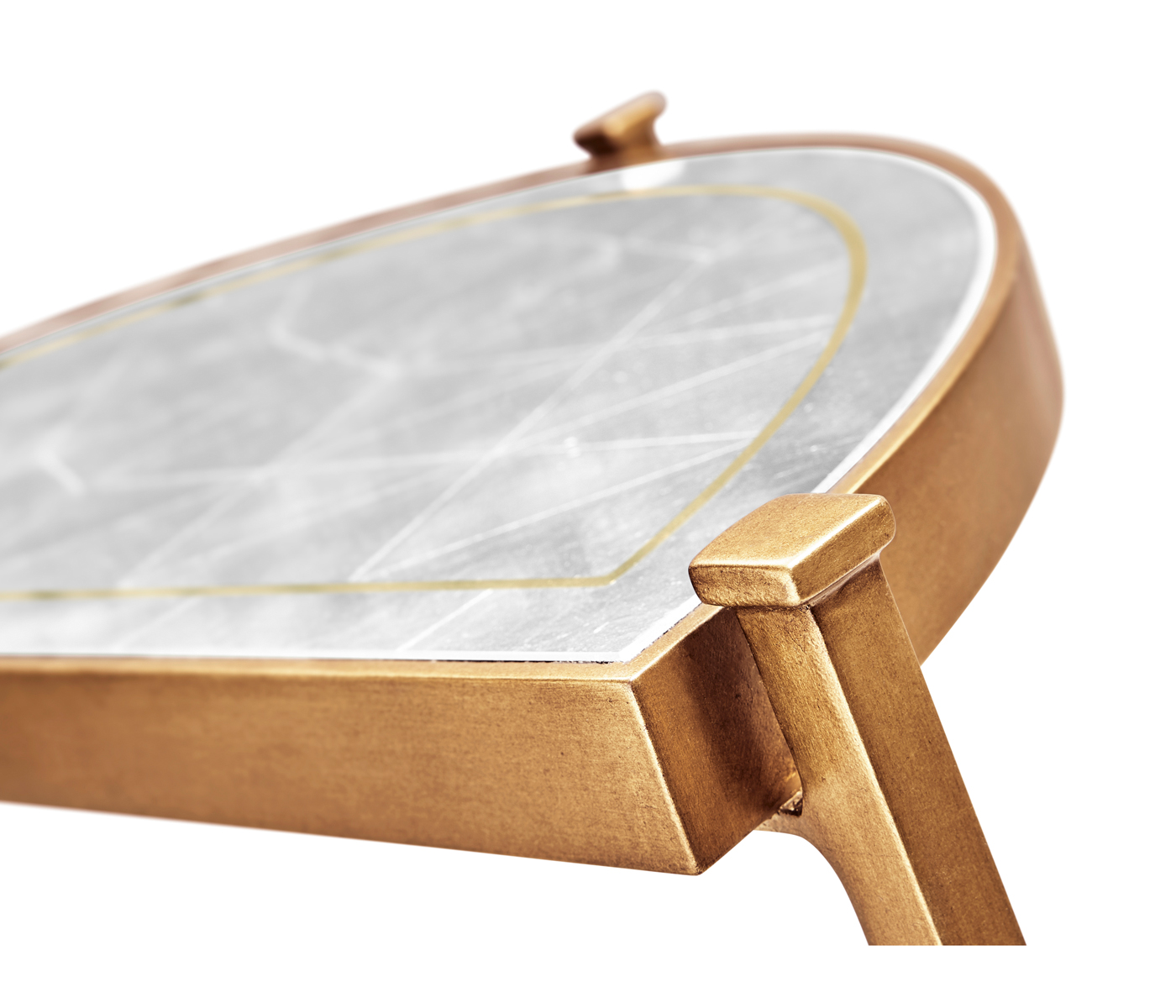 Small Églomisé & Gilded Iron Demilune Console