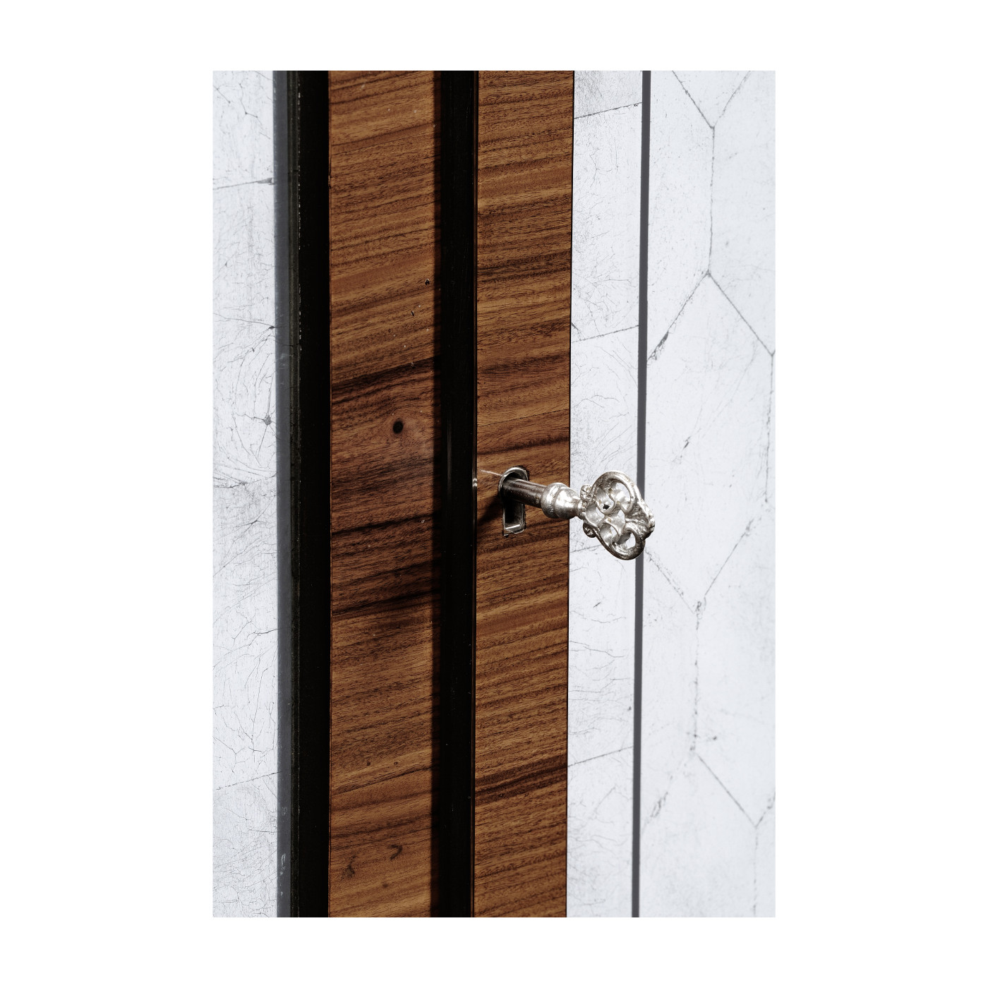 Rosewood & ebonised marble topped side cabinet