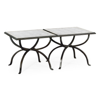 Églomisé & Bronze Iron Set of Two Tables