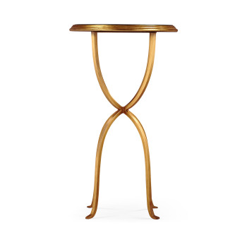 Églomisé & Gilded Iron Lamp Table with Bunched Legs
