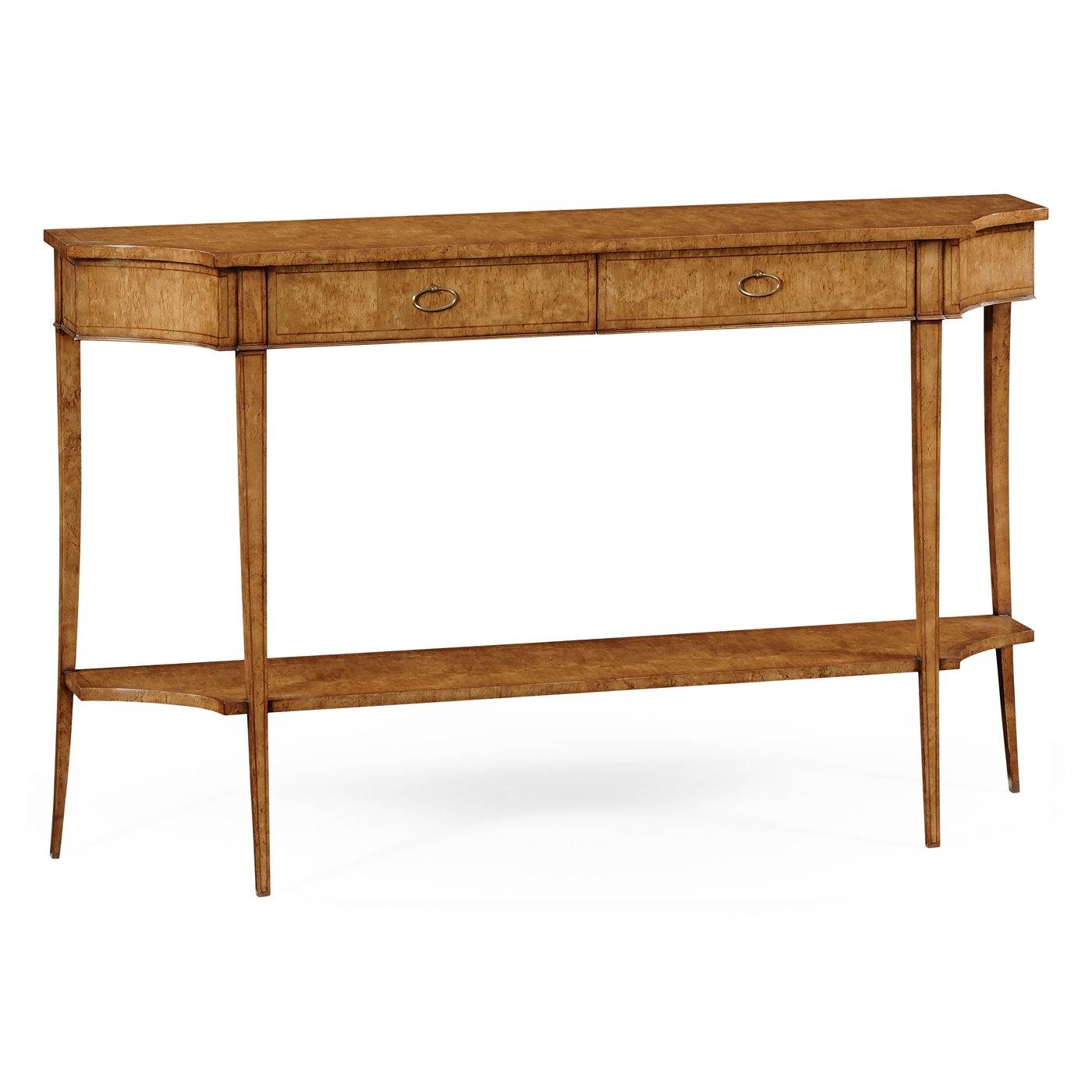 Large Biedermeier Light Walnut Masur Birch Console Table