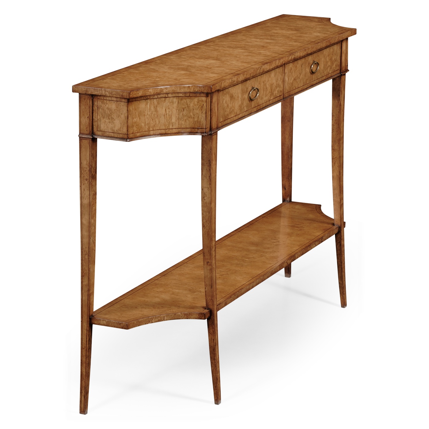 Large Biedermeier Light Walnut Masur Birch Console Table
