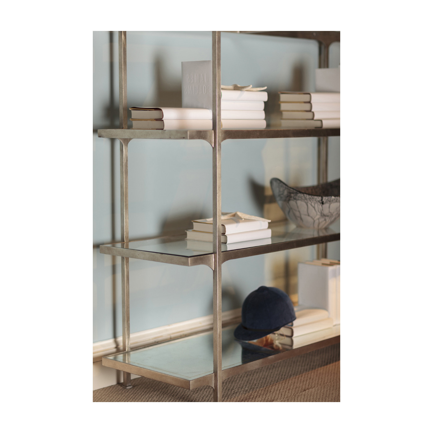 Églomisé & Bronze Iron Six-Tier Étagère