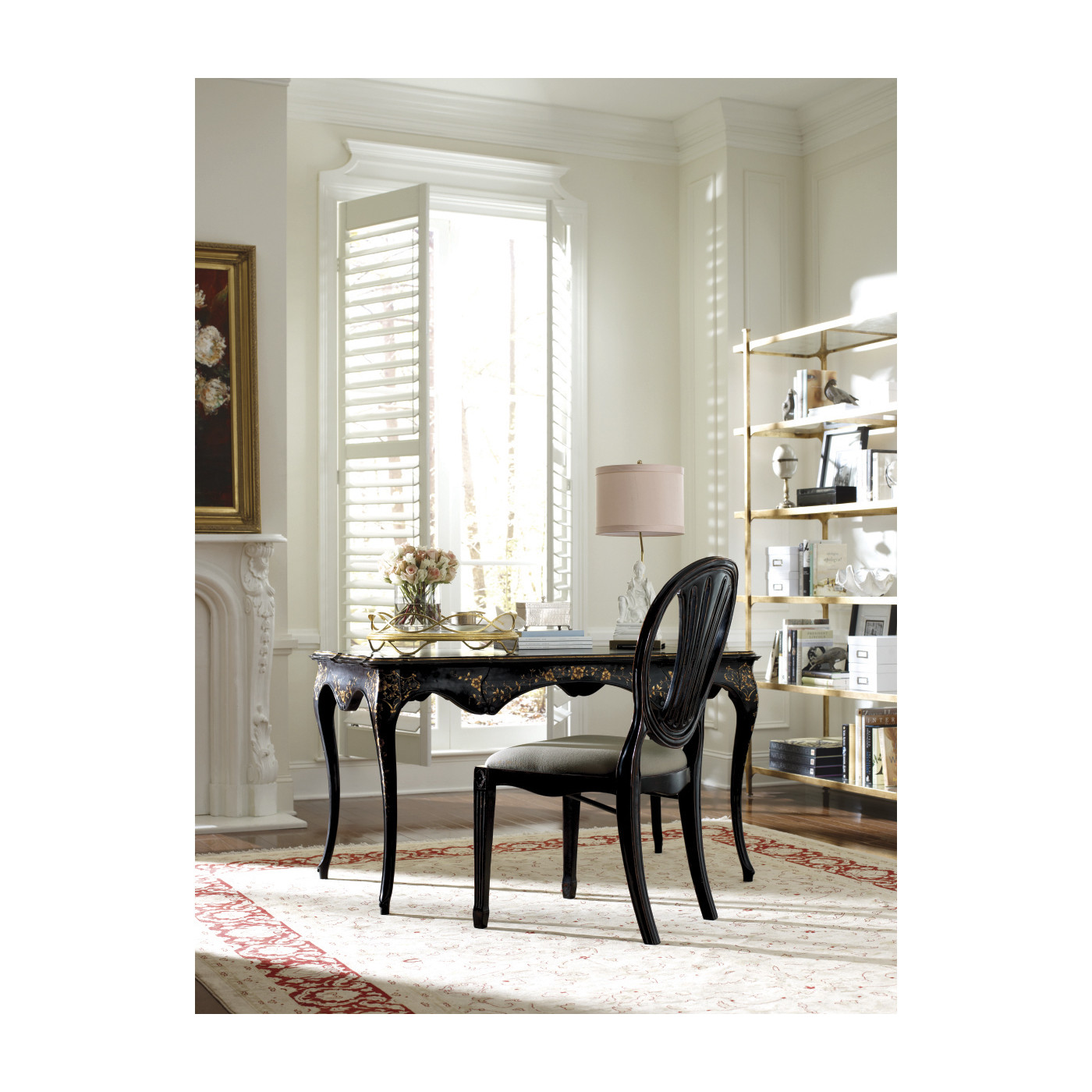 Églomisé & Gilded Iron Six-Tier Étagère