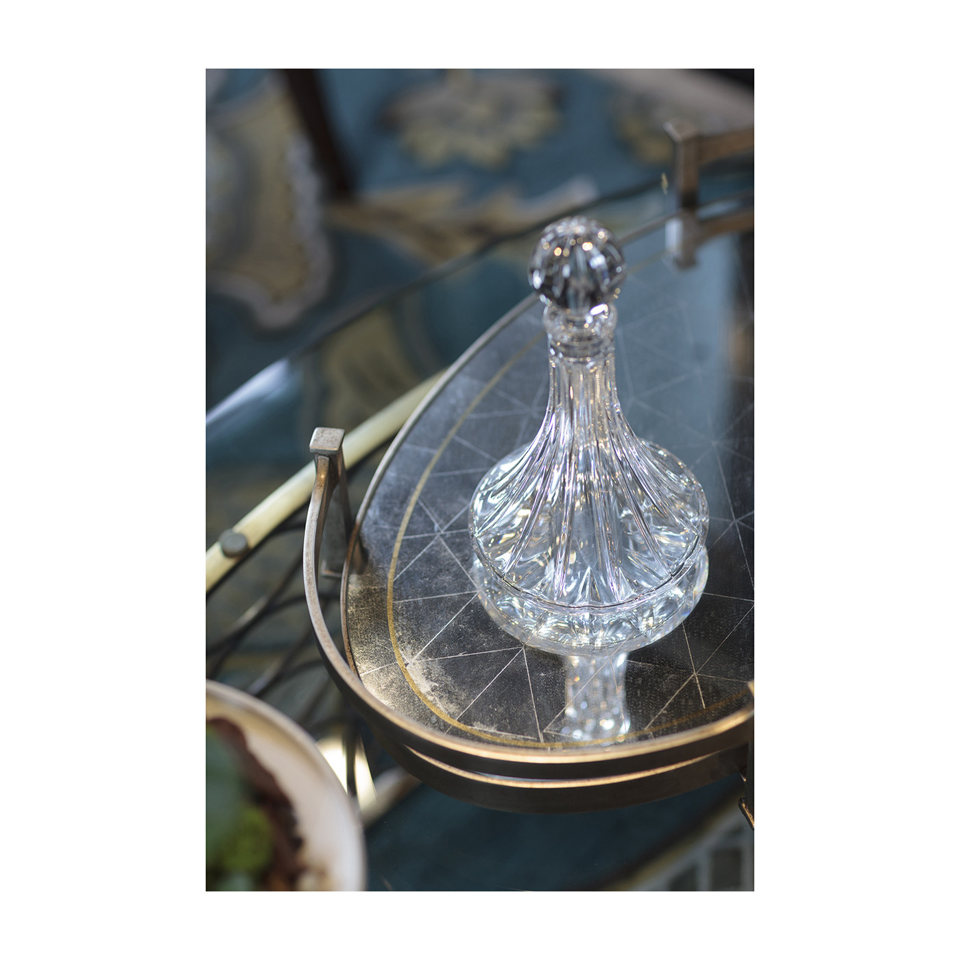 Églomisé & Bronze Iron Oval Tray