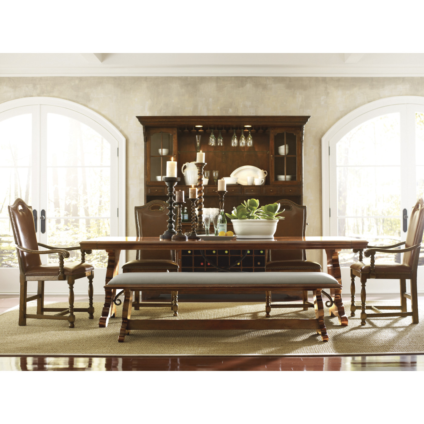 Long portuguese style argentinian walnut bench