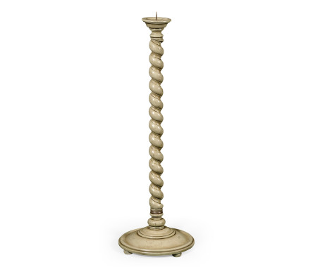Tall Twisted Column Floor Standing Candlesticks (Grey)