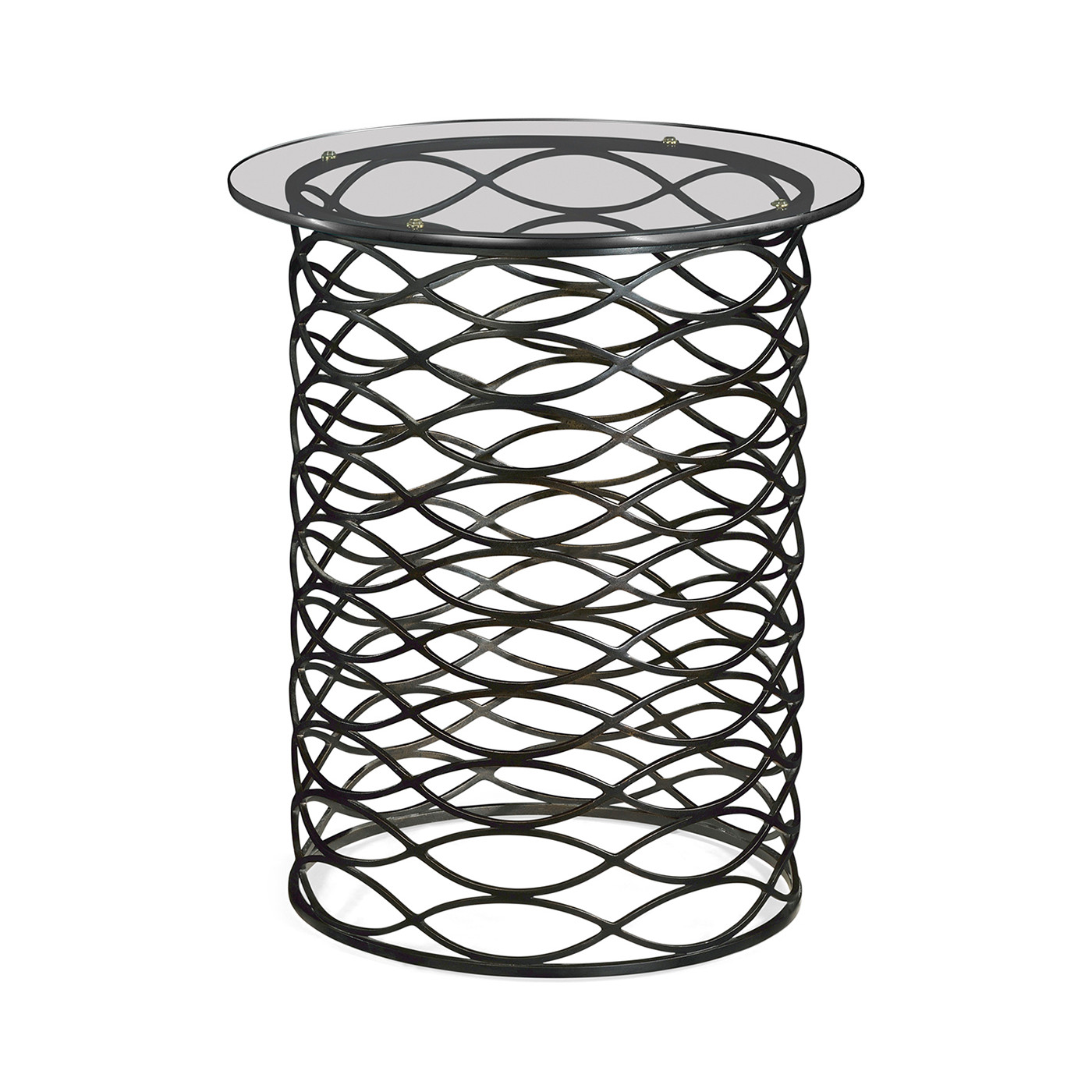 Interlaced Bronze & Glass Side Table