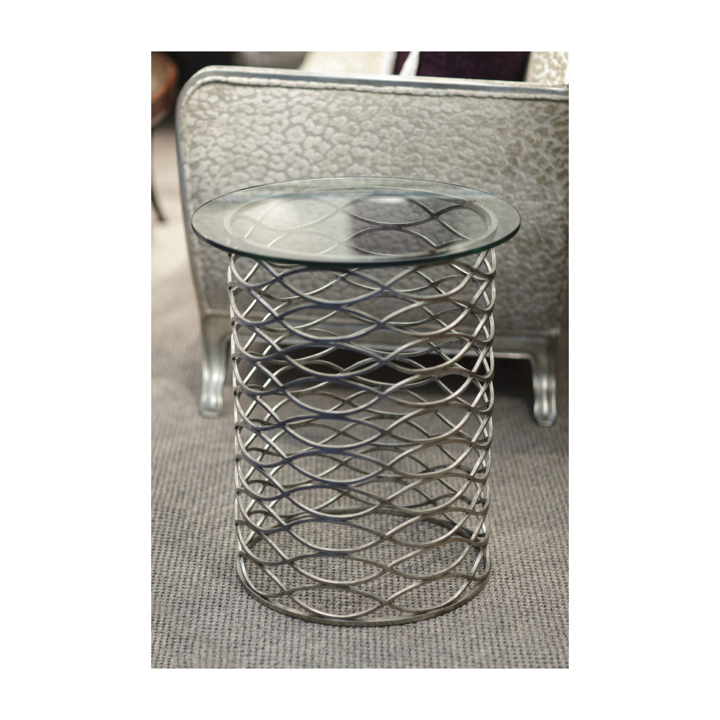 Interlaced Silver & Glass Side Table