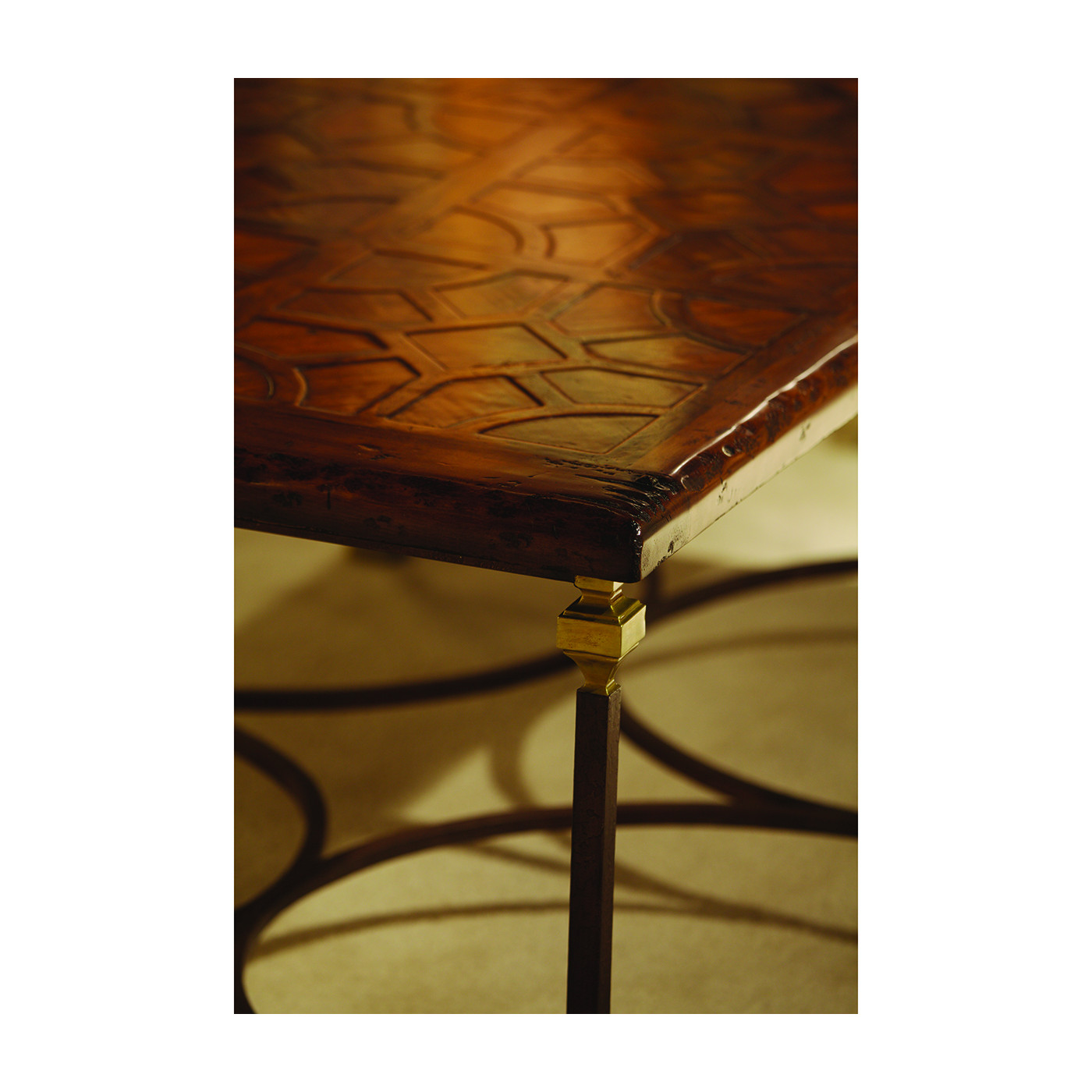 Argentinian Walnut Parquetry & Iron Coffee Table