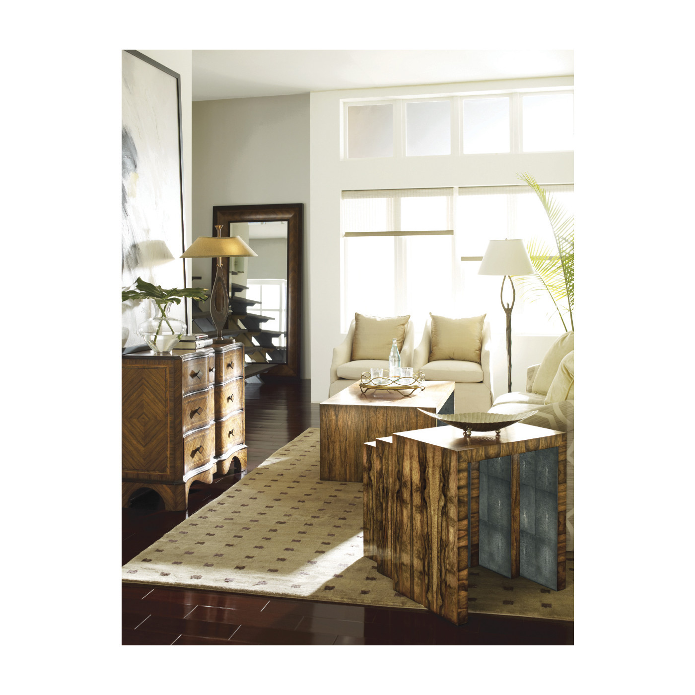 Green Faux Shagreen & Bronze Iron Circular Tray