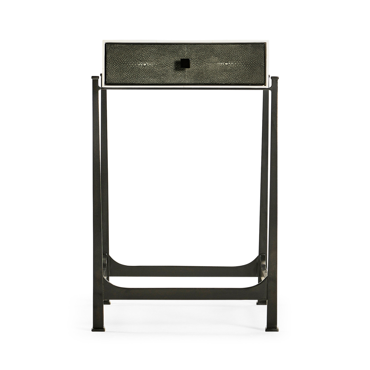 Anthracite Faux Shagreen & Bronze Iron Side Table