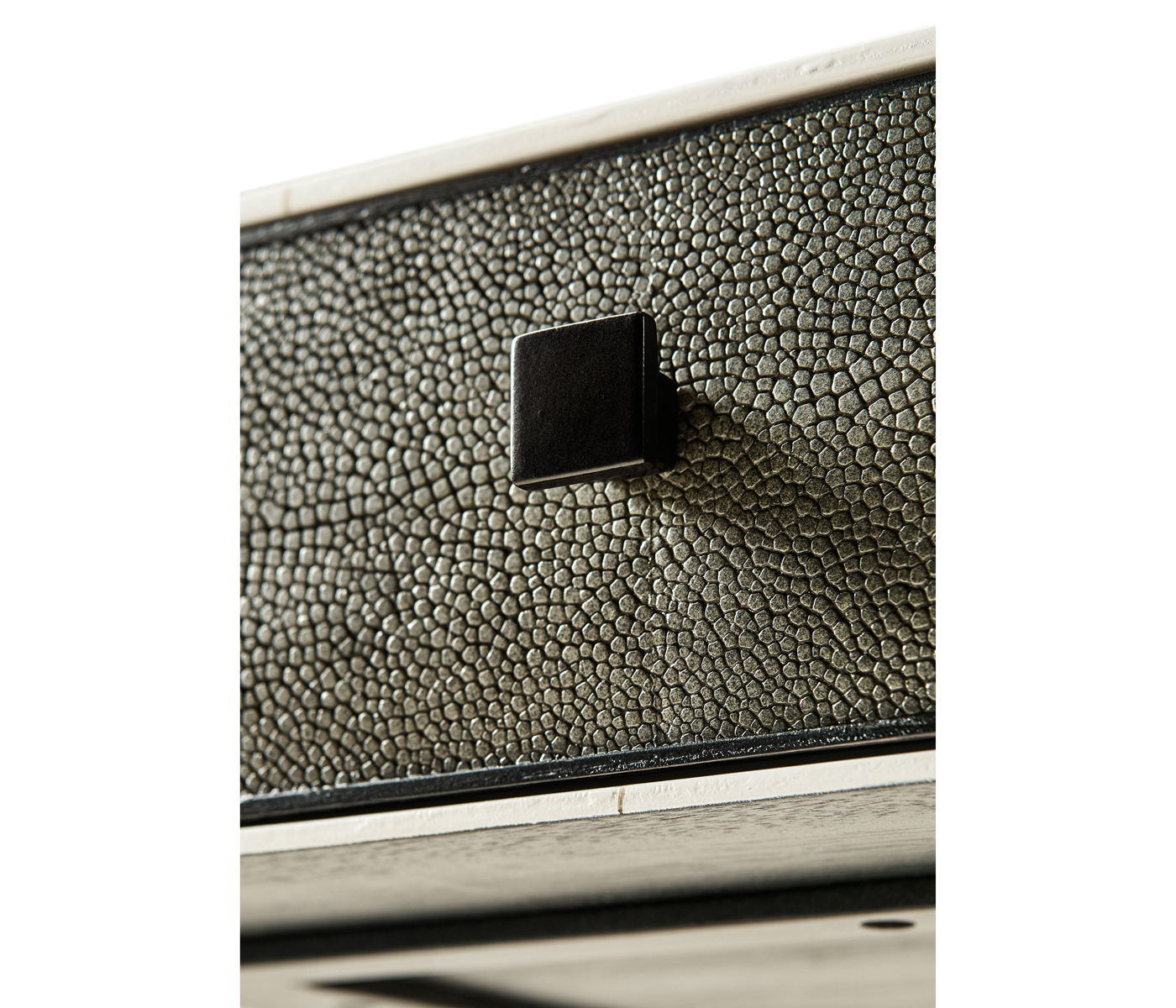 Anthracite Faux Shagreen & Bronze Iron Side Table