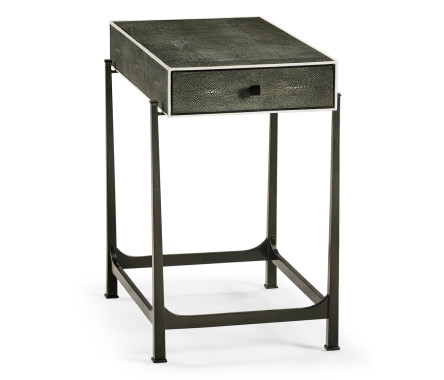 Anthracite Faux Shagreen & Bronze Iron Side Table