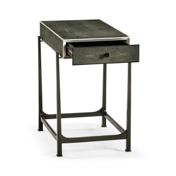 Anthracite Faux Shagreen & Bronze Iron Side Table