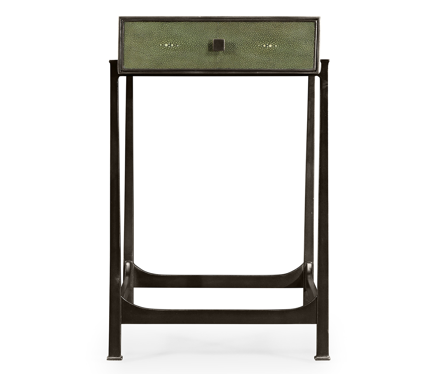 Green Faux Shagreen Bronze Side Table