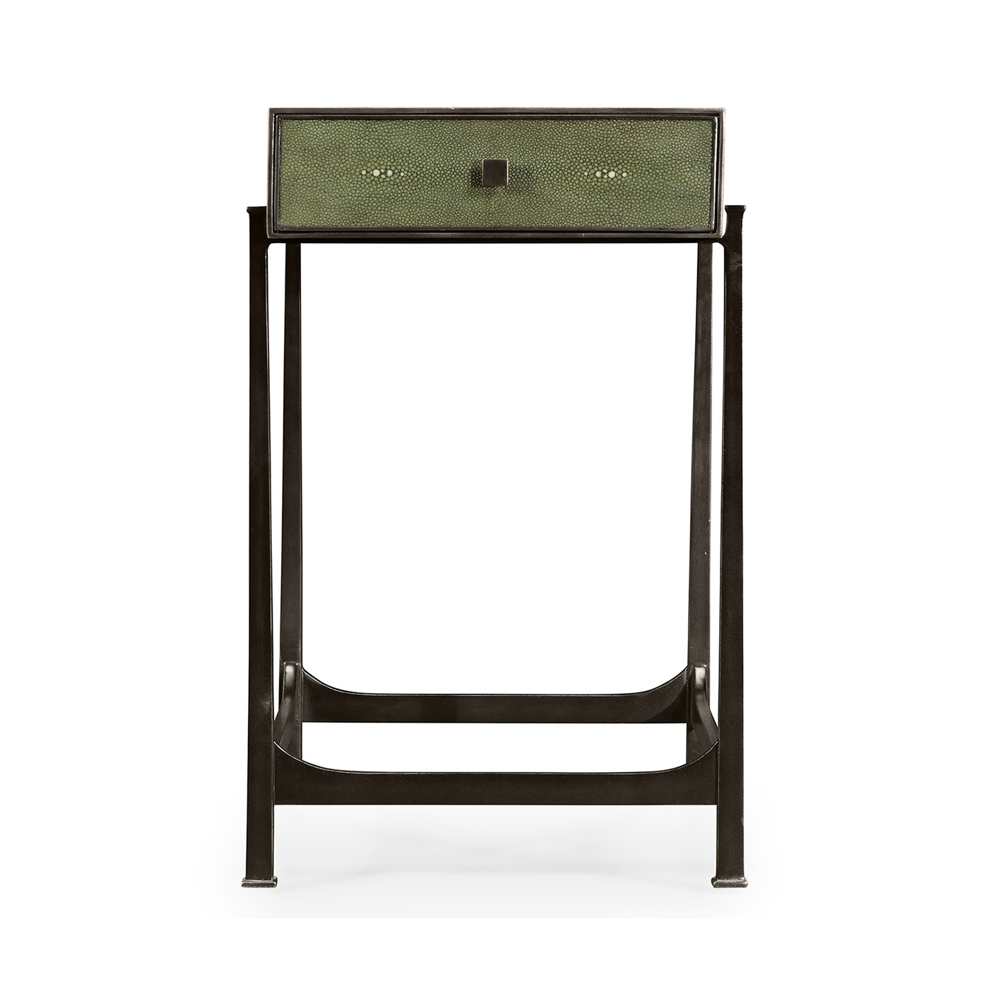 Green Faux Shagreen Bronze Side Table