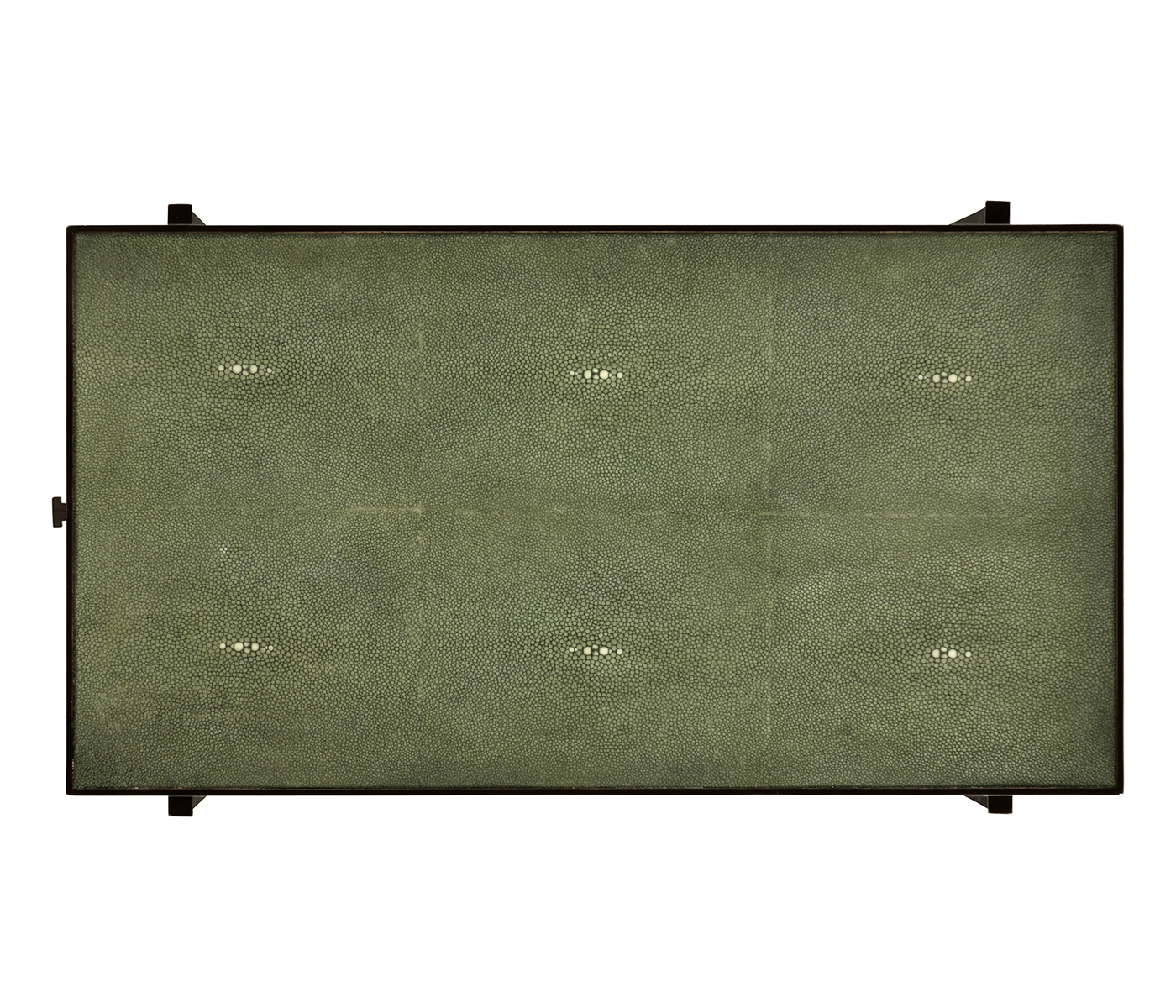 Green Faux Shagreen Bronze Side Table