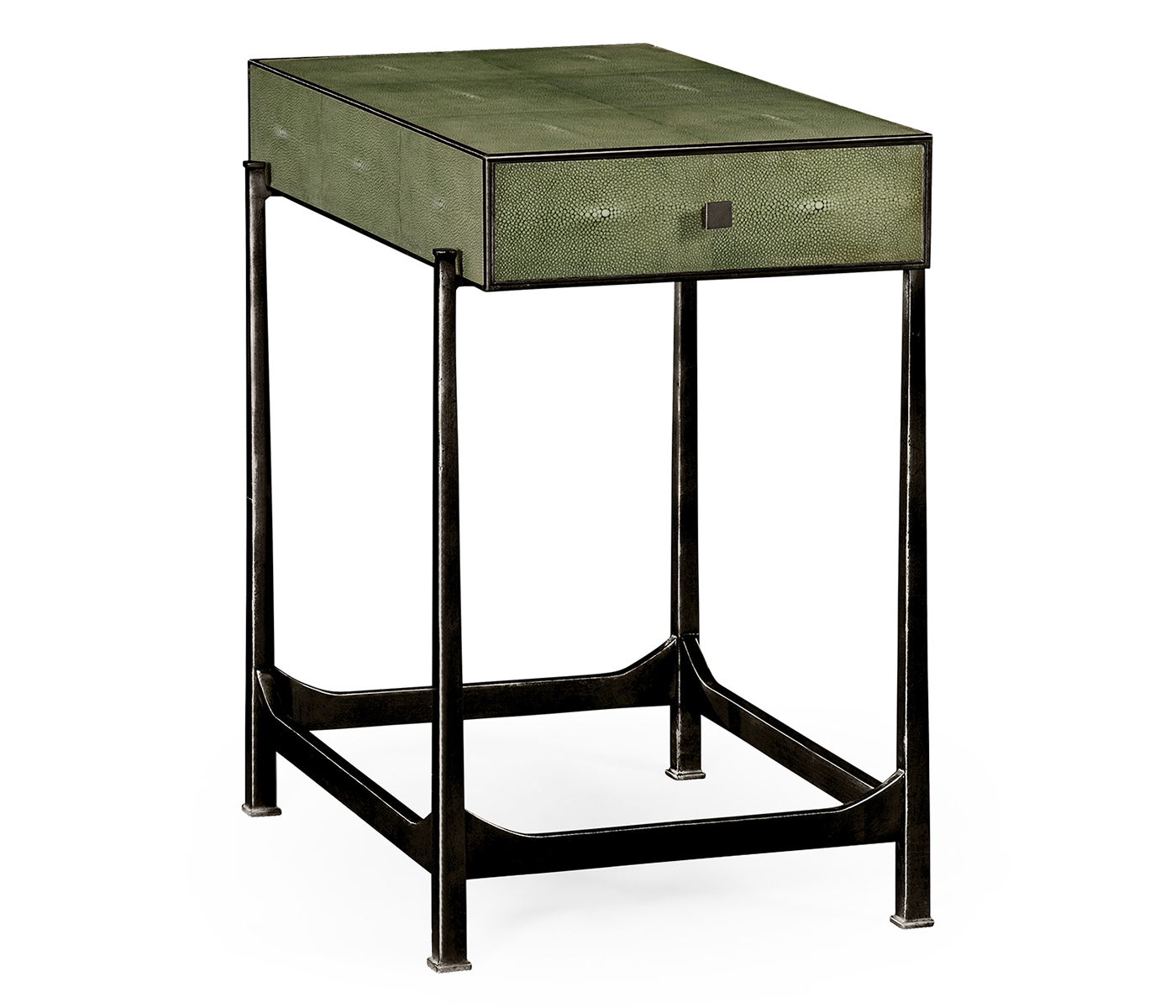 Green Faux Shagreen Bronze Side Table